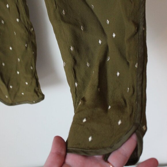 Anthropologie Olive Cropped Pants with Dots - Picture 6 of 8